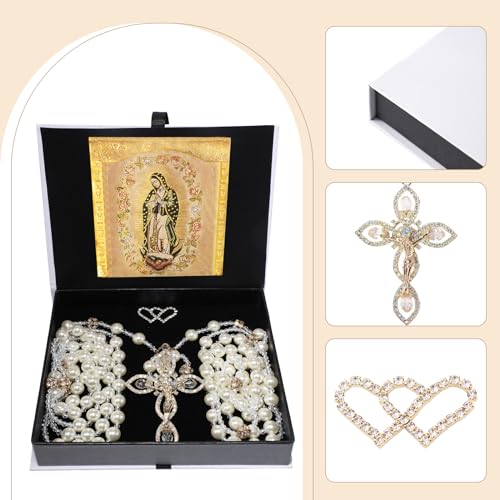 Lazo Para Boda,Wedding Lasso for Ceremony Catholic,Lazos Para Boda Catolica,Lazos Para Bodas De Iglesia Para Novios,Pearls Rosary with Unity Cross for Wedding Ceremony,Lazo De Boda Para Los Novios