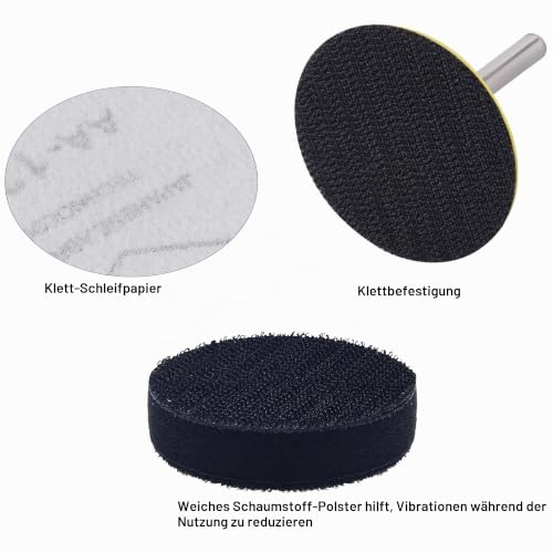 SIQUK Pack of 260 Sanding Discs 50 mm with 1/4 Inch Shank Wet Dry Sandpaper Round Sanding Pads Grit 60-5000 Sandpaper for Car Polishing Wood Metal 2 inch silicon carbide