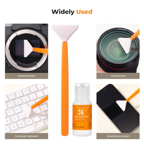 K&F CONCEPT Medium Format Sensor Cleaning Swab Kit, 12 Swabs + 20ml Cleaner