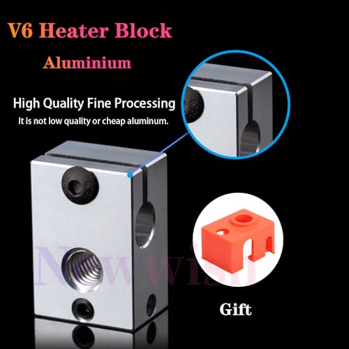 V6 All Metal Hotend Kit,Prusa i3 MK3S+,MK3,MK2.5,MK2S 3D Printer Hotend,Upgrade V6 Bi-Metal Heatbreak,V6 Brass Nozzle 0.4mm,Heater Block Aluminum,Heatsink for V6 Hotend. V6 All Metal Hotend Brass Nozzle Kit