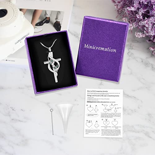 Minicremation Urn Necklaces for Ashes Crystal Butterfly Cross Memorial Pendant for Women Green
