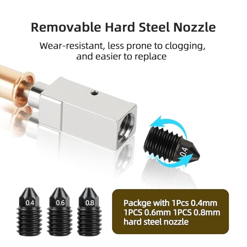 IdeaFormer Upgraded Kobra S1 Hotend with 0.4mm 0.6mm 0.8mm Hardened Steel Nozzle for Anycubic Kobra S1/Kobra S1 Combo 3D Printers, Extruder Hotend Set