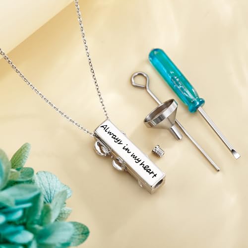Urn Necklaces for Ashes Sterling Silver Opal 3D Bar Cremation Jewellery for Ashes Memorial Keepsake for Women Wife Mom