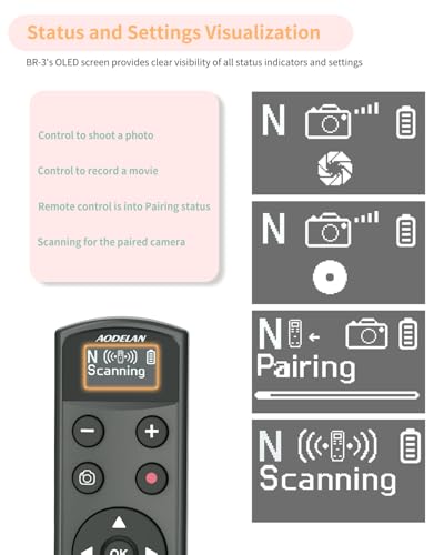 Aodelan for Nikon Wireless Rechargeable Camera Remote Control Update Black Remote for Nikon