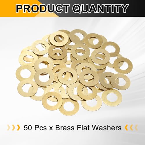 uxcell M12 brass flat washers, 24mm outer diameter, 12mm inner diameter, 1mm thick, 50-piece set