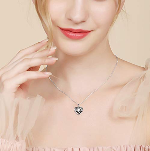 URONE Cremation Urn Pendant Necklace Sterling Silver Moon and Rose flower/Paw Print/Infinity Rose/Angel Wings Cat Urn Necklace for Ashes Memorial Keepsake Jewellery Gifts for Women Girls Paw Print