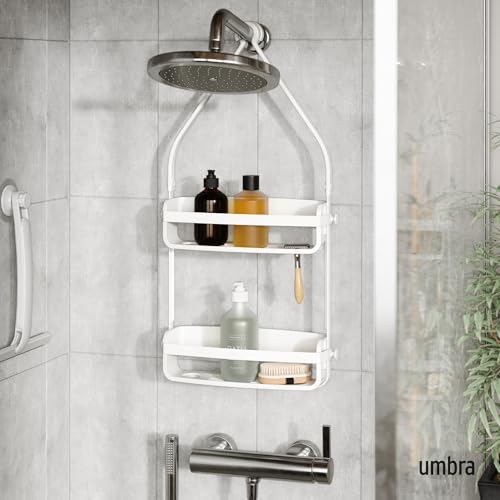 Umbra Flex Shower Caddy, Hanging 2 Shelves Bathroom Organizer, White
