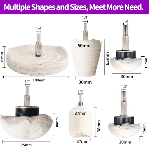 YURINWOO 12-piece buffing wheel polishing kit with 1/4-inch shank for Dremel tools 恒一