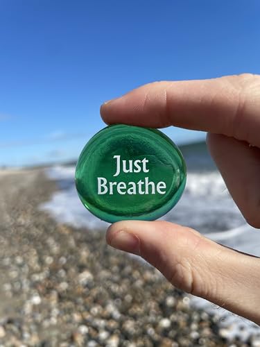 Lifeforce Glass Comfort Stones, Encouraging and Comforting Sayings Imprinted on Translucent and Opaque Glass Stones, for Anyone Facing a Challenge. Set of Six in White Gift Box