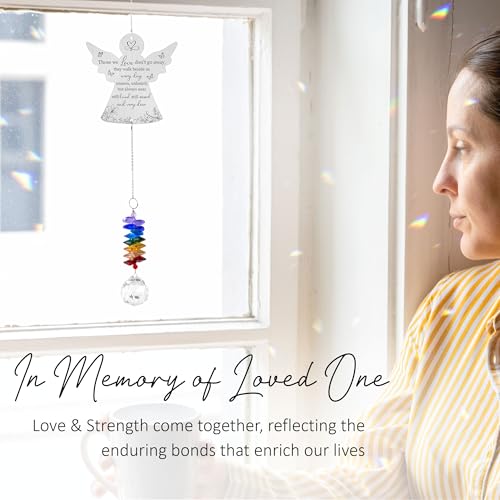 Memorial Suncatcher Ornament - Sympathy Gift for Loss of Loved One - Memorial Angel - Rainbow Maker - Bereavement Keepsake - Hanging Crystal Decor - Mother's Day for Women Angel They Walk Beside Us