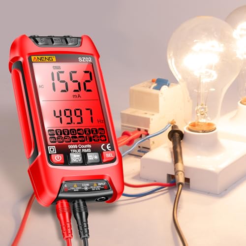 ANENG SZ02 digital multimeter tester with multicolored design and 9999-count TRMS auto-ranging display