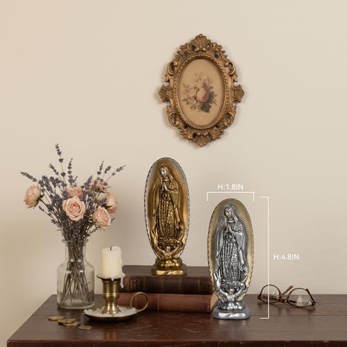 Grace4Joy Virgen de Guadalupe Statues - 2 Pack Our Lady of Guadalupe Statue Religious Home Decor, 4.8 Inches Mexican Virgin Mary Statue Catholic Gifts for Women
