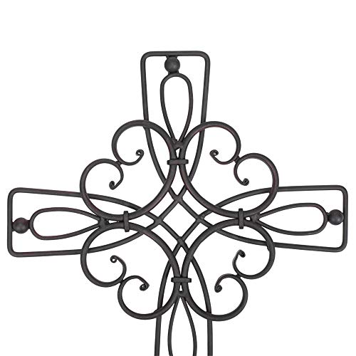 Dicksons Floral Open Intricate Black 17.5 Inch Metal Decorative Hanging Wall Cross