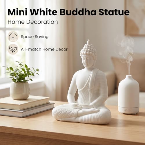 4.3" Shakyamuni Buddha Figurine White Ceramic Zen Decor 4.3INCH