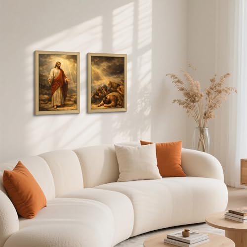 Framed Jesus Christian Canvas Wall Art 2Pcs 12X16 Inch Jesus Christian 026 16"L x 12"W