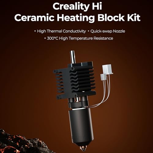 Creality Hi Hotend Ceramic Heating Block Kit, 3D Printer 300℃ High Temperature Resistance Heating Block Kit with Heat Sink and Quick Swap Nozzle for Hi Combo