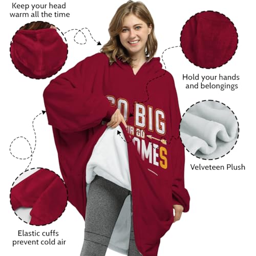 Mahomes Wearable Blanket Hoodie Patrick - Go Big Or Go Mahomes - Flannel Hooded Blanket Sweatshirt - Birthday, Father's day, Mother's day, Christmas Day Gifts For Football Fans