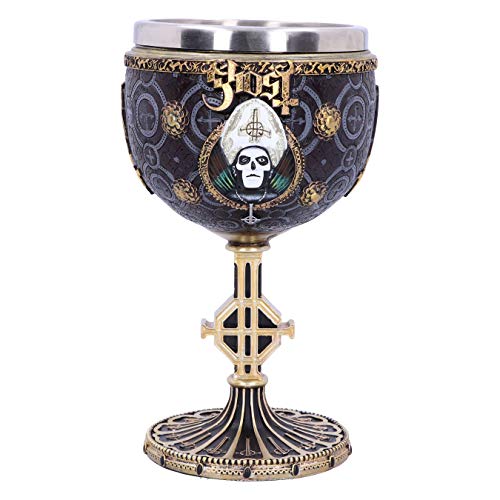 Nemesis Now Ghost Papa Emeritus III Gold Goblet, Hand-Painted Resin, Stainless Steel Insert, Officially Licensed Collectible Merchandise