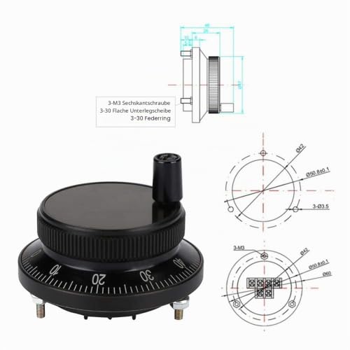 CNC Handwheel Housing 100PPR 6 Terminal Clamps Electronic Hand Wheel Pulse Transmitter Hand Wheel 60 mm Encoder 5V for CNC System (Black) black
