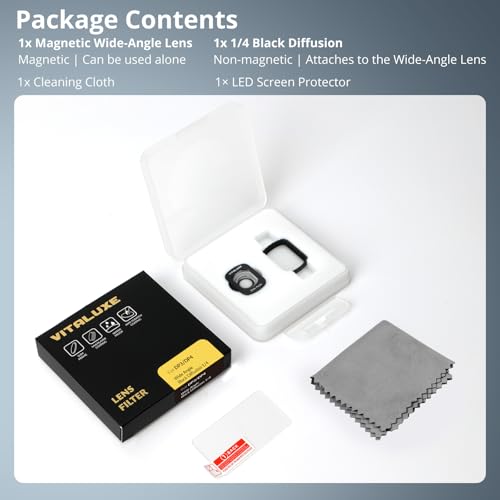 2-Pack Magnetic Wide Angle Lens & Black Diffusion 1/4 Filter Set Black Diffusion 1/4+Wide Angle