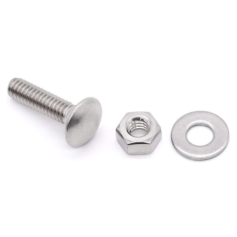 [Australia - AusPower] - (10 sets) M8-1.25 x 30mm Stainless Steel Carriage Bolts Screws Kits, Round Head Square Neck Screws, Hex Nuts & Flat Washers, 304 Stainless Steel 18/8, Full Thread 10 