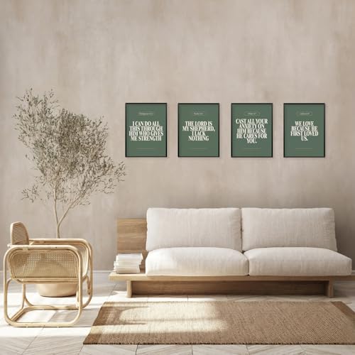 Locomiss Sage Green Christian Modern Bible Verse Wall Art Decor Posters olive green 8x10 Inches