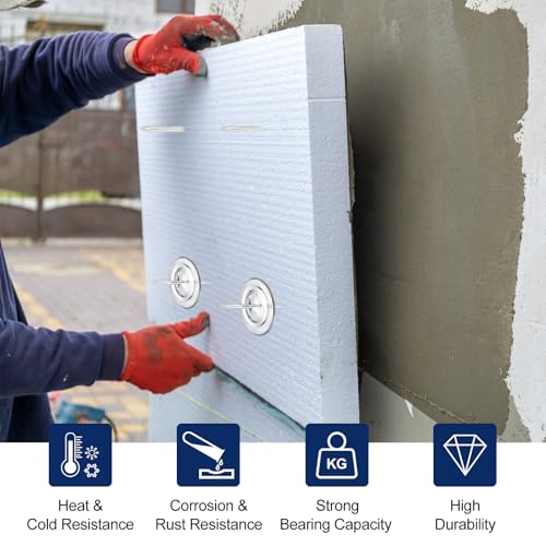 Nexarelle 120-set self-stick insulation pins with perforated flat washers and dome caps for foam board, walls, floors, and ceilings