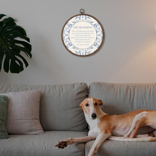 DTLGTG The Blessing Bible Verses Decor - Christian Wall Decor for Bedroom, Dorm or Living Room, Light Blue Religious Home Accent, 10x10 Round Framed Christian Art, Faith Gift for Girls and Women-F01 scriptures1