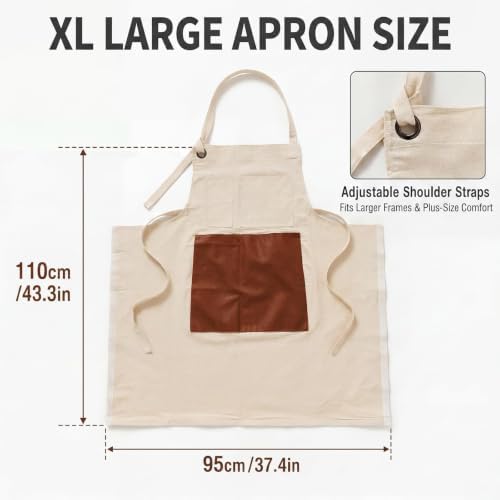 Rickcaptain large woodworking apron for men with durable tool pockets in brown canvas