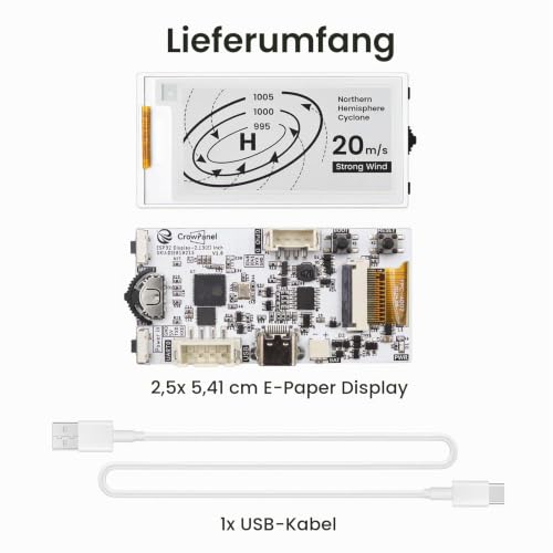 ELECROW CrowPanel 2.13 Inch E-Ink Display Module SPI Interface E Paper Screen Compatible with Arduino IDE for HMI Projects ESP32 E-Ink Display 2.13 Zoll