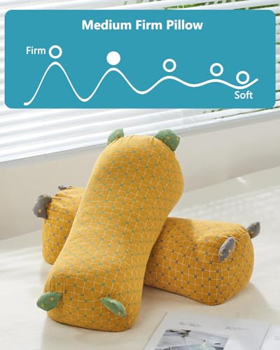 Yellow Edomi buckwheat-filled round neck pillow designed for cervical support and neck pain relief.