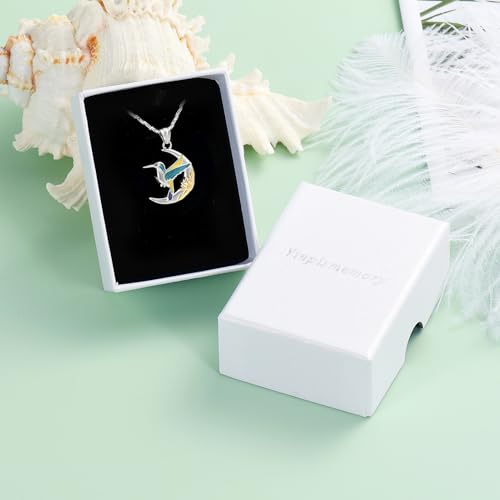 Yinplsmemory Hummingbird Urn Necklace for Ashes–Stainless Steel Cremation Jewelry for Ashes Small Urn Necklace for Human Ashes or Pet Remains Silver
