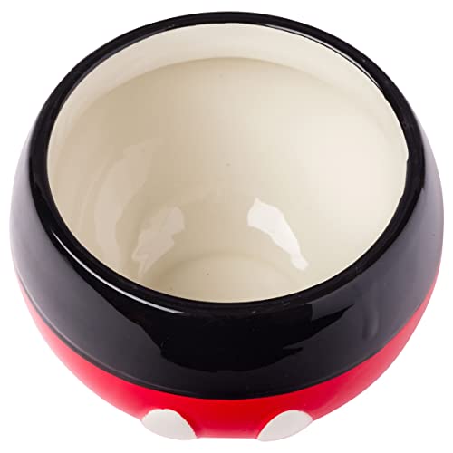 Small Silver Buffalo Disney Mickey Mouse ceramic cookie jar with 3D sculpted Mickey icon, hand-painted, designed for snacks and cookies.