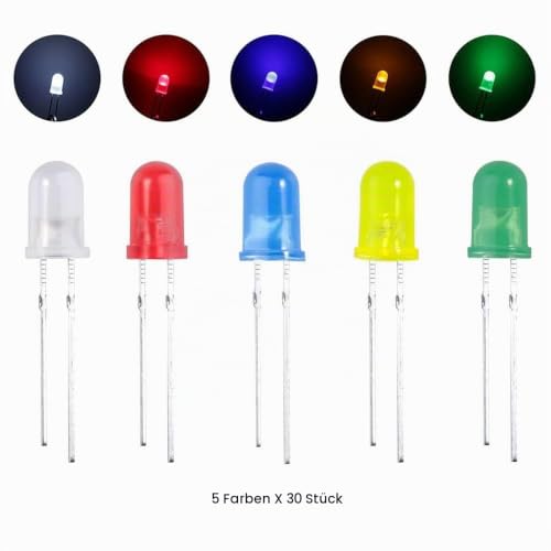 ELEGOO 600x Light Emitting Diode Kit, 3mm/5mm, Diffused and Clear, 5 Colors | Compatible with Arduino and associated development software for maker and DIY projects LED600