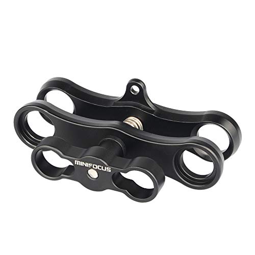 MINIFOCUS 1" Long Ball Clamp Dual Holder Mount for Underwater Photography Diving Light System, Compatible for GoPro Action Camera Flashlight Arms System(2 PCS) 2 Pcs 2 Holes Plus