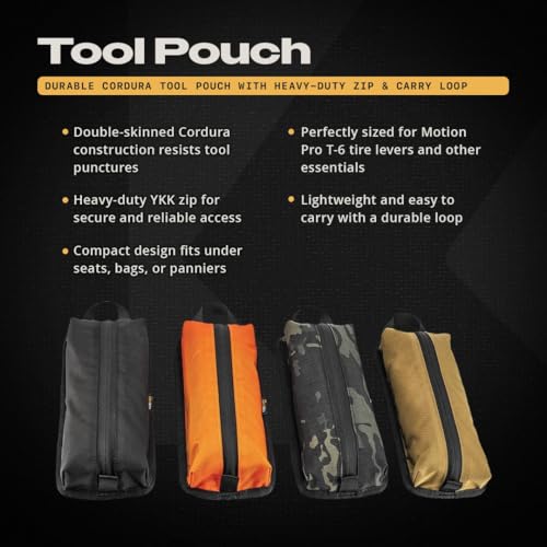 Kriega Tool Pouch in black, compact motorcycle tool storage bag with zippered compartments
