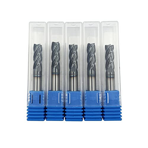 5-piece 1/4-inch carbide square end mill bits set, 4-flute AlTiN-coated milling cutters by Home of quality tools