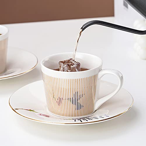 Mirror Cups and Saucers (Bird), Mirror Reflection coffee mug, Reflection Coffee Cup, Tea Cups and Saucers Sets for Women Wedding Party Afternoon Tea New bird