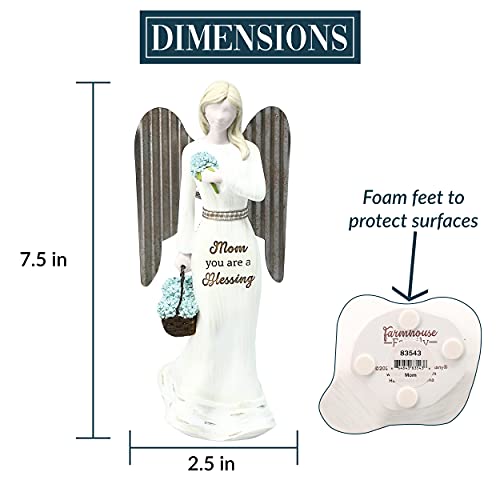 Pavilion - 7.5" Angel Figurine - Mom You are A Blessing - Simplistic Rustic Modern Farmhouse Statue 83543