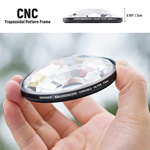 NEEWER 77mm Kaleidoscope Prism Lens Filter, Photography Prism Crystal Glass Effect Filter with Multi Refraction and Variable Number of Photographic Subjects