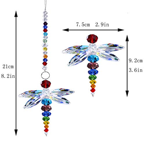 8 Inch Dragonfly Crystal Suncatcher Hanging Ornament Window Decor 1