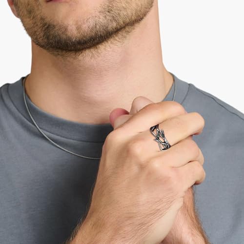 HZMAN Jesus Crown of Thorns Ring for Men Gothic Stainless Steel Ring Jewelry Gift Silver P 1/2