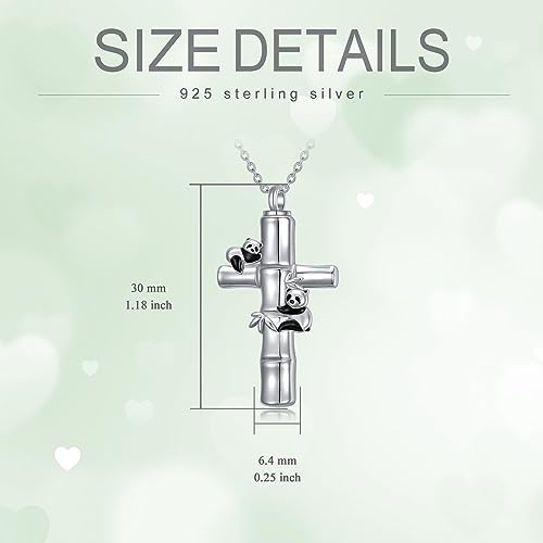 TOUPOP Panda Urn Necklace for Ashes Sterling Silver Memorial Keepsake Cremation Jewelry Gifts Cross Urn Pendant Panda Bear Jewelry for Aahes Gifts for Panda Lover Birthday Gifts for Women Daughter Mom