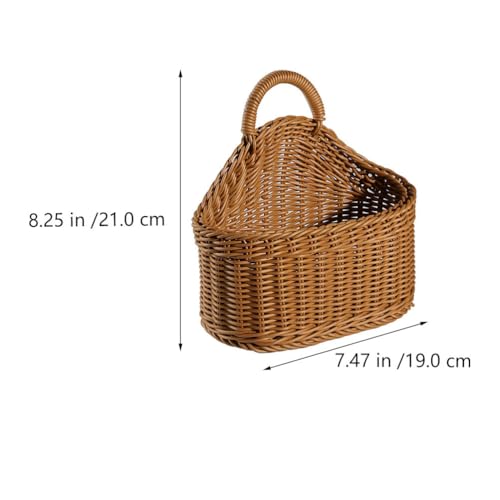 Zerodeko 2 Hanging Basket Woven Storage Basket for Kitchen Ginger Garlic Cutlery Eggs Seasonings Rustic Organizer for Home Restaurant 9.64 X 7.48 X 4.52 in