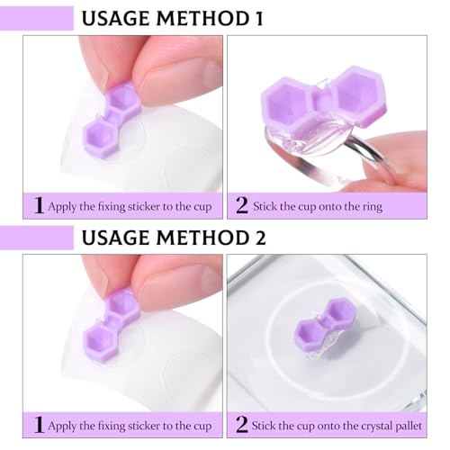 Eyelash Extension Glue Cups 200pcs Diamond Shape Mini Eyelash Glue Holder Two Holes Lash Grafting Supply Purple