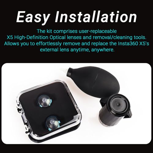 Insta 360 X5 Replacement Lens Complete Kit Accessories, with 2 × Replaceable Lenses for Insta360 X5, Plus Tools to Replace and Clean The Lens