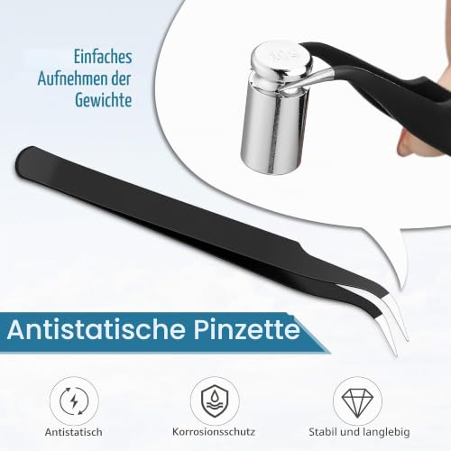 Calibration Weight 1g 2g 5g 10g 20g Calibration Gram Scale Weight Set for Digital Scale Balance and 1 Piece Calibration Weight Tweezer