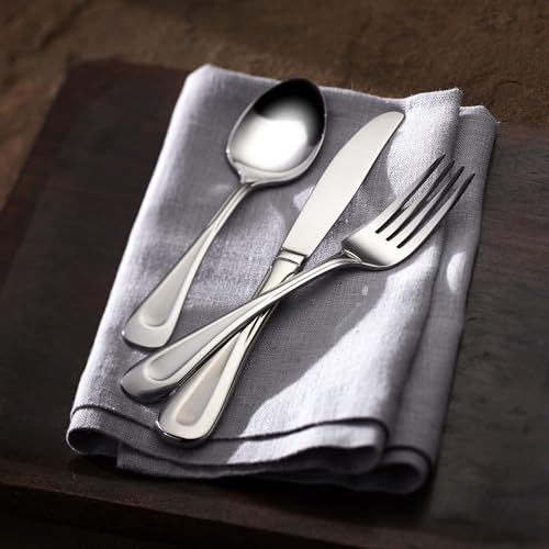 Oneida Satin Sand Dune 12 Piece Everyday Flatware Set, Service for 4 , 18/0 Stainless Steel, Silverware Set, Dishwasher Safe 12-Piece Flatware Set