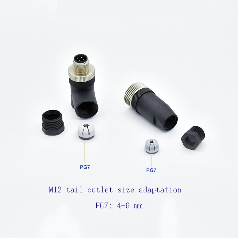 [Australia - AusPower] - 5Pcs M12 5 Pin Female Connector, A Code Unshiled Industrial Circular Connector Field Assembly Wireable Adapter IP67 Waterproof Straight Sensor for Electric Bicycles PG7 Cable 125V 4A 