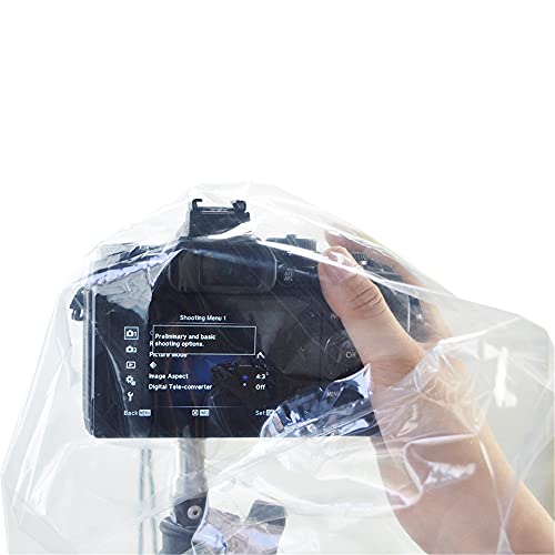 Kiorafoto 2 Pack Camera Rain Cover + Umbrella: Clear Sleeve with DSLR Mirrorless Camera Hot Shoe Umbrella, Waterproof, Polyethylene (PE), Black